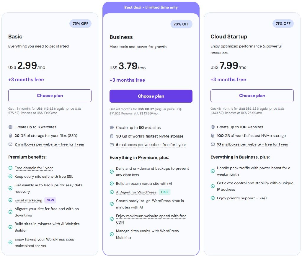 hostinger vs namecheap​: Hostinger Pricing